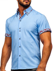 Camicia a manica corta da uomo celeste Bolf 6540