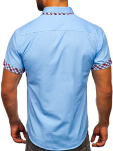 Camicia a manica corta da uomo celeste Bolf 6540