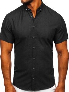 Camicia a manica corta da uomo nera Bolf 20501