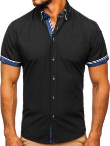 Camicia a manica corta da uomo nera Bolf 2911-1