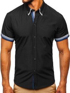 Camicia a manica corta da uomo nera Bolf 2911