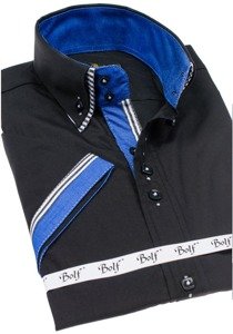 Camicia a manica corta da uomo nera Bolf 2911