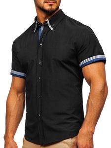 Camicia a manica corta da uomo nera Bolf 2911