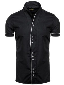 Camicia a manica corta da uomo nera Bolf 5518