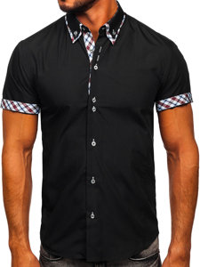 Camicia a manica corta da uomo nera Bolf 6540