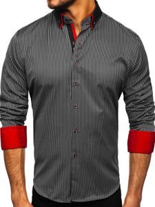 Camicia a manica lunga a righe da uomo nera Bolf 2751