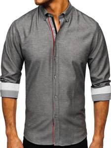 Camicia a manica lunga con motivi da uomo grafite Bolf 8843