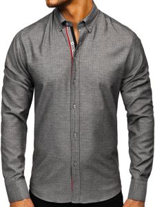 Camicia a manica lunga con motivi da uomo grafite Bolf 8843