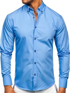 Camicia a manica lunga da uomo azzurra Bolf 20720