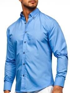 Camicia a manica lunga da uomo azzurra Bolf 20720