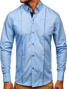 Camicia a manica lunga da uomo azzurra Bolf 20725