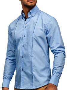 Camicia a manica lunga da uomo azzurra Bolf 20725