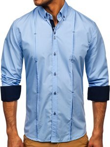 Camicia a manica lunga da uomo azzurra Bolf 20725