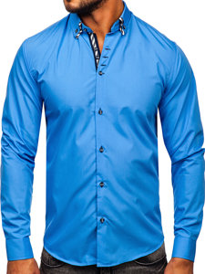 Camicia a manica lunga da uomo azzurra Bolf 3762