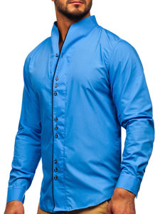 Camicia a manica lunga da uomo azzurra Bolf 5720