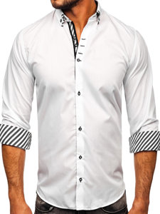 Camicia a manica lunga da uomo bianca Bolf 3762