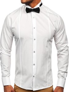 Camicia a manica lunga da uomo bianca Bolf 4702 papillon+gemelli