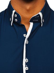 Camicia a manica lunga da uomo blu Bolf 1721-1