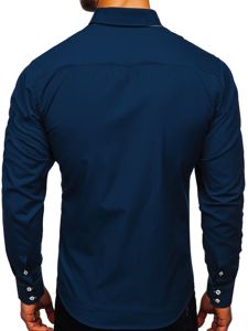 Camicia a manica lunga da uomo blu Bolf 1721-1