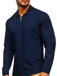 Camicia a manica lunga da uomo blu Bolf 20702