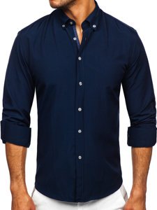 Camicia a manica lunga da uomo blu Bolf 20716