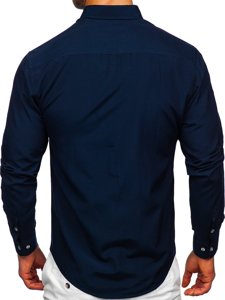 Camicia a manica lunga da uomo blu Bolf 20716