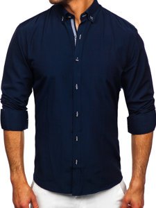 Camicia a manica lunga da uomo blu Bolf 20717