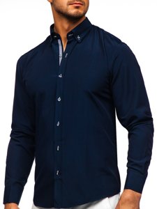 Camicia a manica lunga da uomo blu Bolf 20717