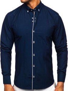 Camicia a manica lunga da uomo blu Bolf 20721