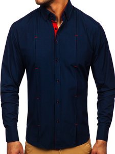 Camicia a manica lunga da uomo blu Bolf 20725