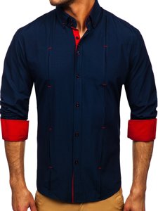 Camicia a manica lunga da uomo blu Bolf 20725