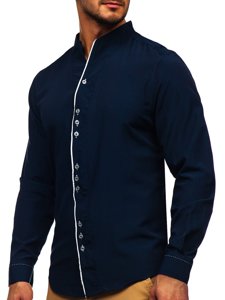 Camicia a manica lunga da uomo blu Bolf 5720