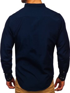 Camicia a manica lunga da uomo blu Bolf 5720