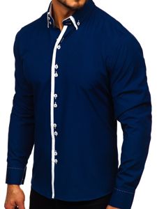 Camicia a manica lunga da uomo blu scuro Bolf 1721-1