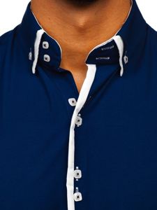 Camicia a manica lunga da uomo blu scuro Bolf 1721-1