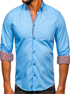 Camicia a manica lunga da uomo celeste Bolf 3707