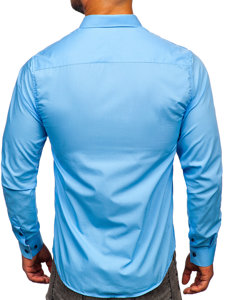 Camicia a manica lunga da uomo celeste Bolf 3707