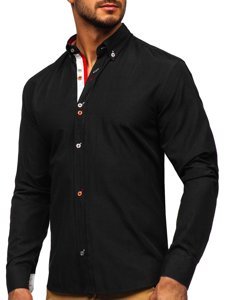 Camicia a manica lunga da uomo nera Bolf 20710