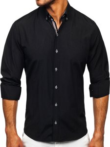 Camicia a manica lunga da uomo nera Bolf 20718