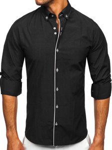 Camicia a manica lunga da uomo nera Bolf 20721