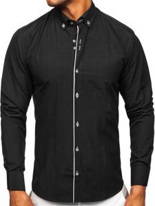 Camicia a manica lunga da uomo nera Bolf 20721