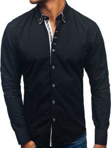 Camicia a manica lunga da uomo nera Bolf 3762