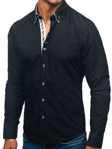 Camicia a manica lunga da uomo nera Bolf 3762