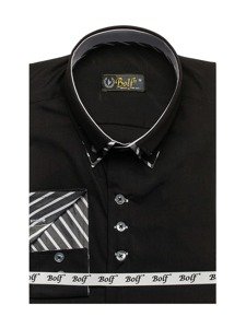 Camicia a manica lunga da uomo nera Bolf 3762