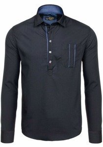 Camicia a manica lunga da uomo nera Bolf 5791