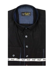 Camicia a manica lunga da uomo nera Bolf 5791