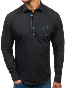 Camicia a manica lunga da uomo nera Bolf 5791