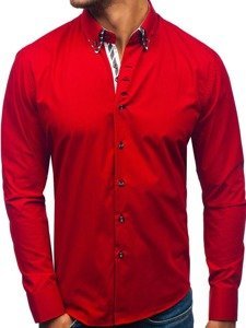 Camicia a manica lunga da uomo rossa Bolf 3762