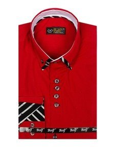 Camicia a manica lunga da uomo rossa Bolf 3762