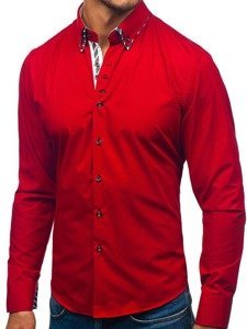 Camicia a manica lunga da uomo rossa Bolf 3762